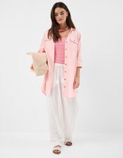 Lace Trim Beach Cover Up Shirt, Pink (PINK), large