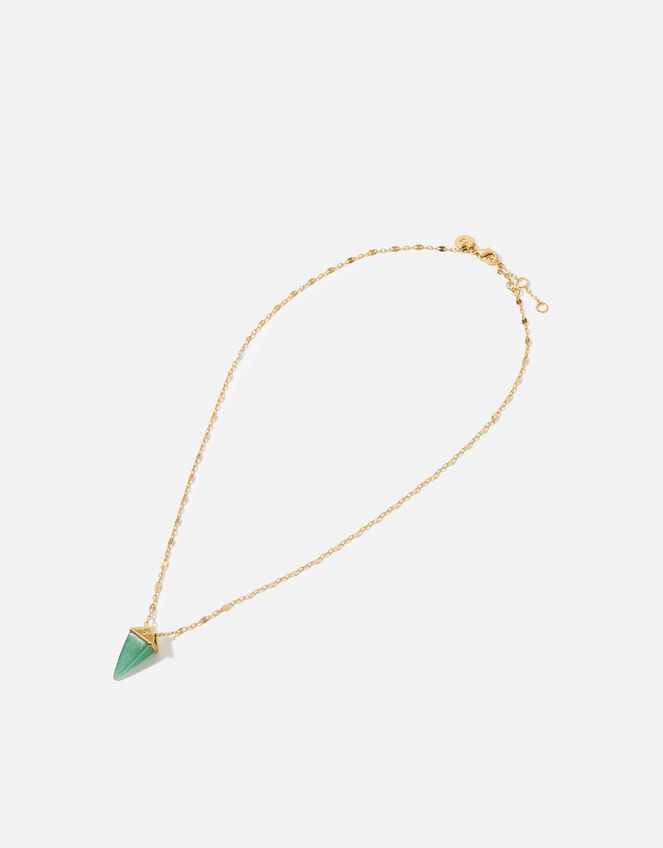 Gold-Plated Healing Stone Aventurine Pendant Necklace, , large