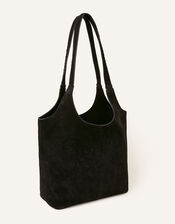 Suede Shoulder Bag, Black (BLACK), large