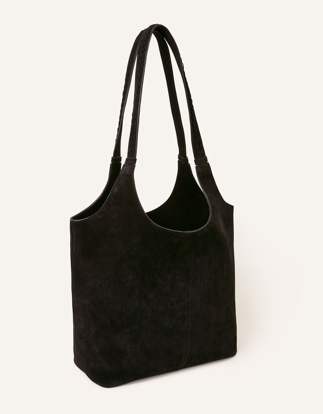Suede Shoulder Bag, Black (BLACK), large