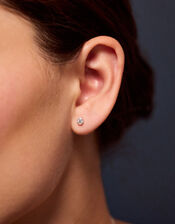 Sterling Silver Cubic Zirconia Flatback Stud, , large