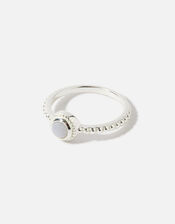 Sterling Silver Blue Agate Bobble Ring, Blue (BLUE), large