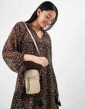 Faux Leather Crossbody Phone Bag, Mink (MINK), large