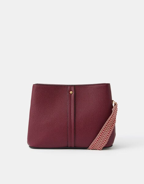 Webbing Strap Crossbody Bag, Red (BURGUNDY), large