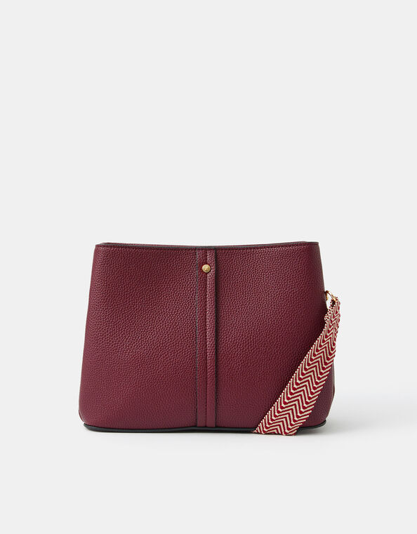 Webbing Strap Crossbody Bag, Red (BURGUNDY), large