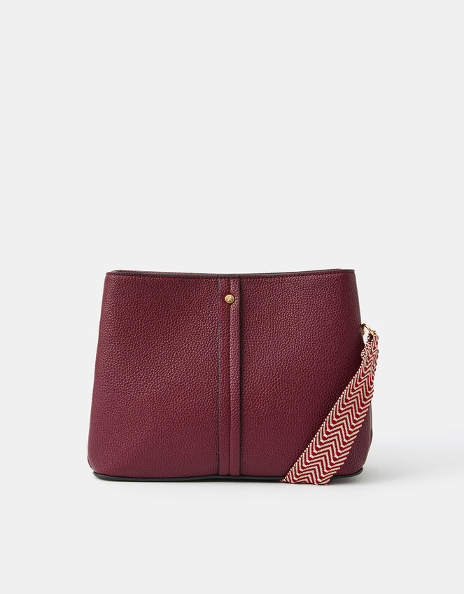 Webbing Strap Crossbody Bag, Red (BURGUNDY), large