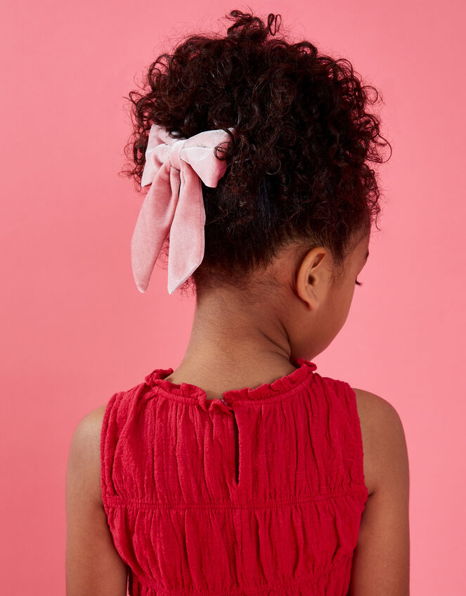 Kids Velvet Bow Barrette Clip, , large