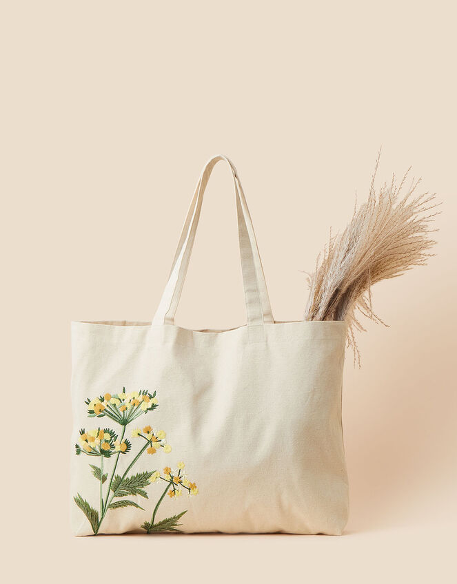 Floral Embroidered Shopper Bag, , large