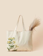 Floral Embroidered Shopper Bag, , large