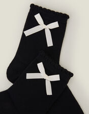 Ribbon Bow Socks, Black (BLACK), large