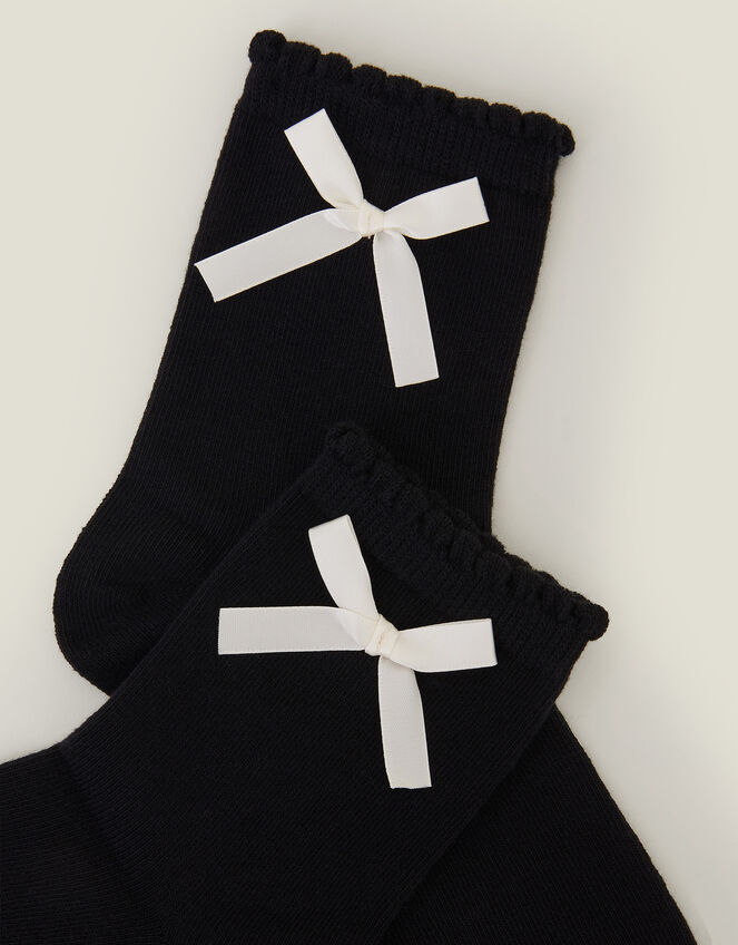 Ribbon Bow Socks, Black (BLACK), large