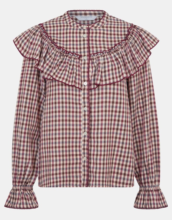 Ruffle Check Blouse, Multi (MULTI), large