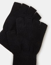 Plain Fingerless Gloves, Black (BLACK), large