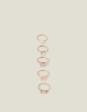 5-Pack Girls Pearly Adjustable Rings, , large