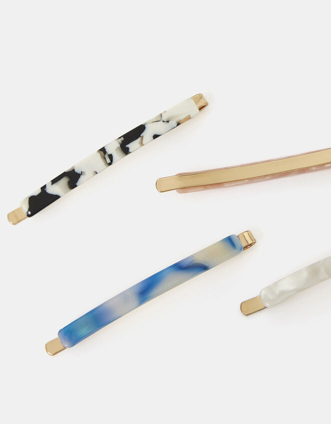 4-Pack Marbled Resin Hair Slides, , large