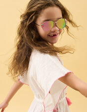 Girls Cherry Heart Aviator Sunglasses, , large