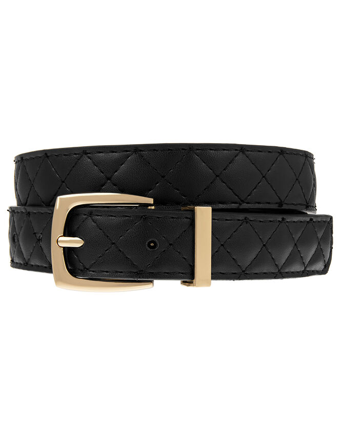 Quilted Jeans Belt, Black (BLACK), large