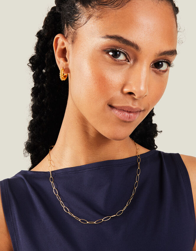 14ct Gold-Plated Oval Link Chain Necklace, , large
