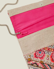Hand-Beaded Floral Clutch Bag, , large