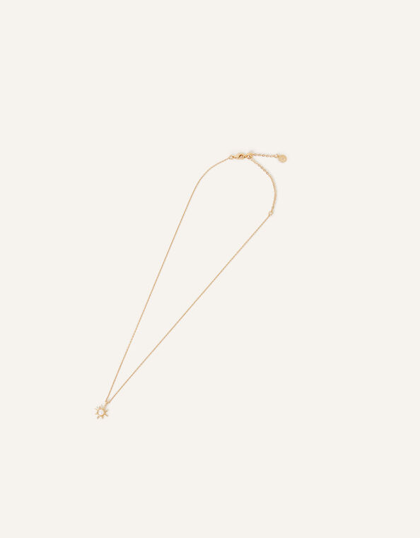 14ct Gold-Plated Star Pearl Pendant Necklace, , large