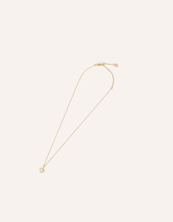 14ct Gold-Plated Star Pearl Pendant Necklace, , large