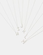 Sterling Silver Initial Pendant Necklace, Silver (ST SILVER), large