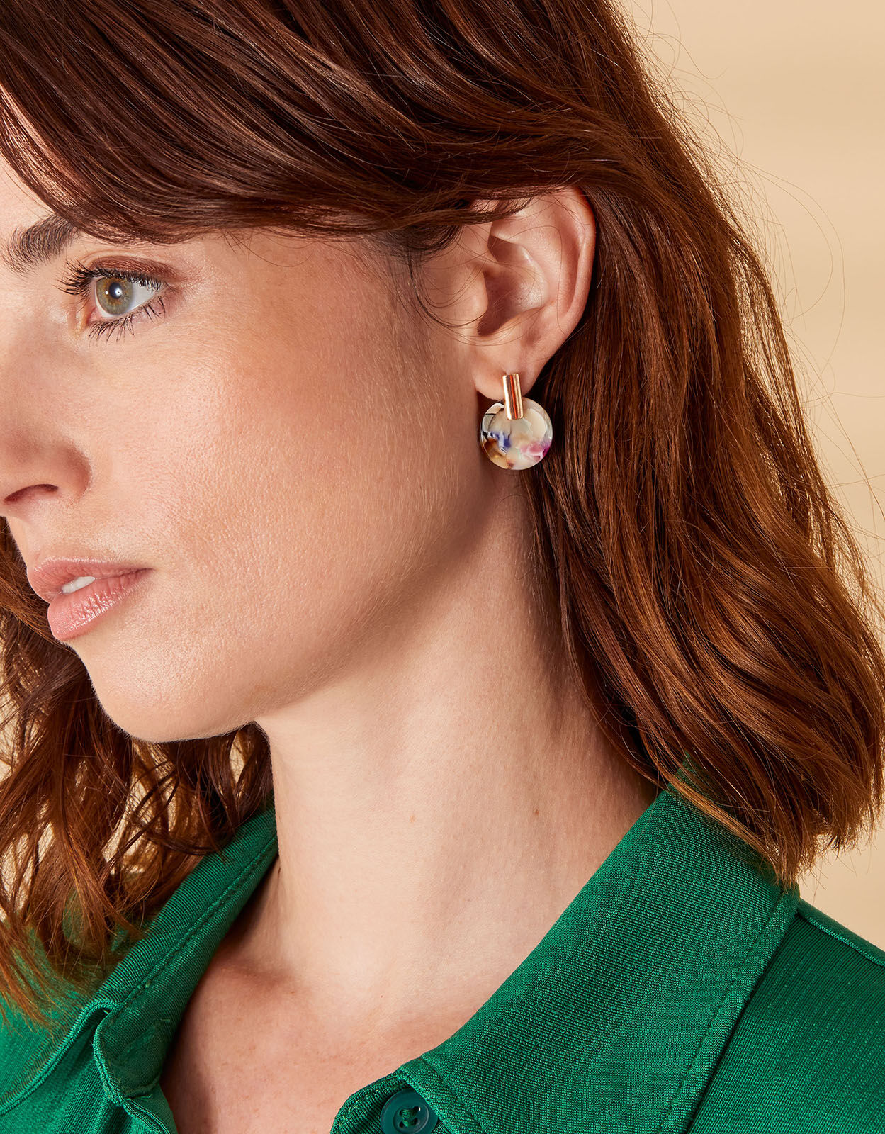 Brushed Metal Resin Disc Stud Earrings Studs Accessorize UK