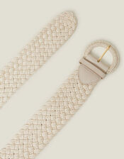 Woven Buckle Belt, Cream (CREAM), large