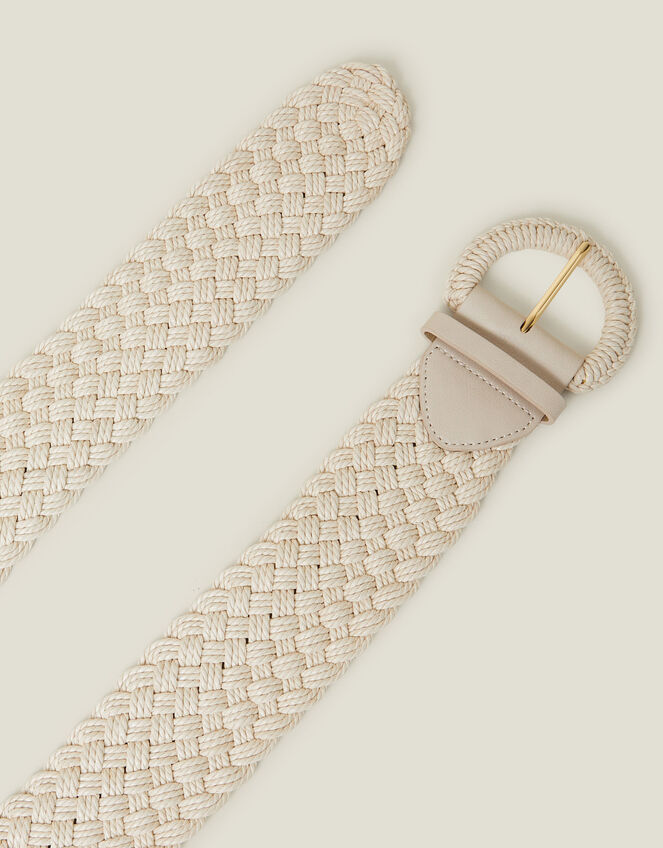 Woven Buckle Belt, Cream (CREAM), large