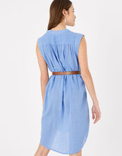 Relaxed Sleeveless Beach Shirt, Blue (BLUE), large