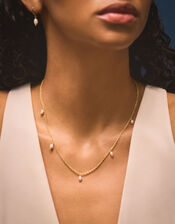 14ct Gold-Plated Pearl Station Necklace, , large