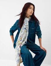 Lightweight Gardenia Print Scarf, , large