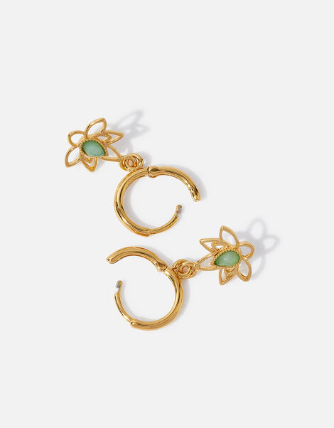 Gold-Plated Power Stone Charm Aventurine Earrings, , large