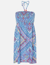 Kerala Scarf Print Bandeau Dress, Blue (BLUE), large