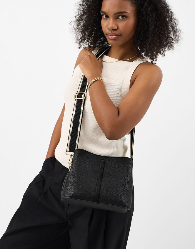 Webbing Strap Crossbody Bag , Black (BLACK), large