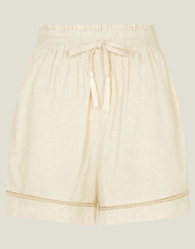 Mineral Washed Striped Shorts in Camel