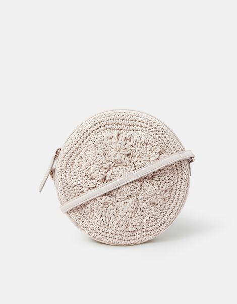 Round Macrame Bag Cream, , large