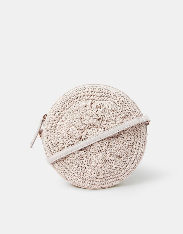 Round Macrame Bag Cream, , large