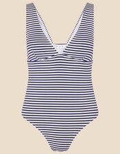 Texture Stripe Plunge Swimsuit, Blue (NAVY), large