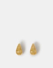 14ct Gold-Plated Ribbed Curve Drop Earrings, , large