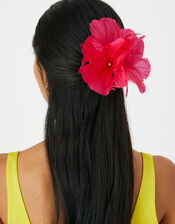 Light Feather Detail Flower Clip, Pink (FUCHSIA), large