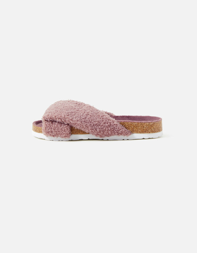 Borg Twist Footbed Slippers, Mink (MINK), large