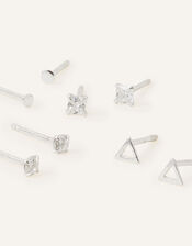 Sterling Silver Shape Studs 5 Pack, Silver (ST SILVER), large