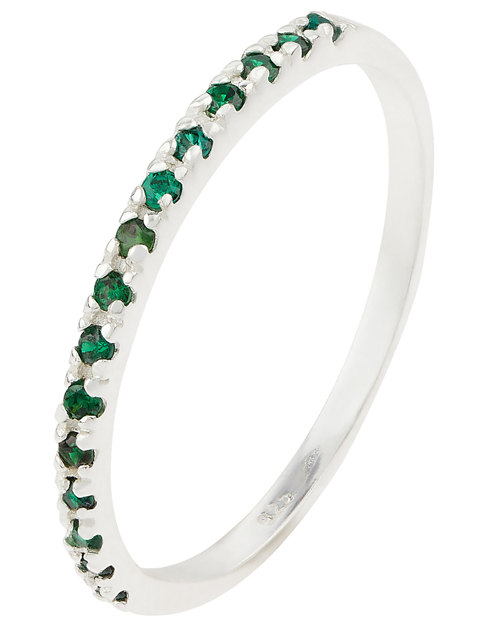 Sterling Silver Eternity Band Ring, Green (GREEN), large