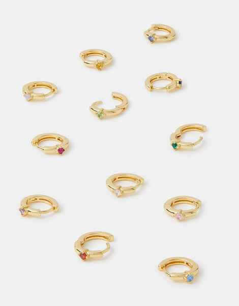 4-Pack 14ct Gold-Plated Birthstone Celestial Earrings, Gold (GOLD), large