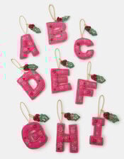 Embellished Initial Christmas Tree Decoration, Pink (PINK), large