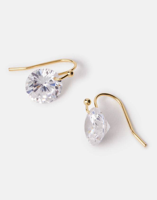 14ct Gold-Plated Cubic Zirconia Drop Earrings, Gold (GOLD), large