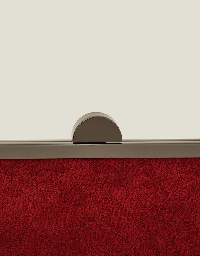 Suedette Clip Frame Clutch Bag, , large