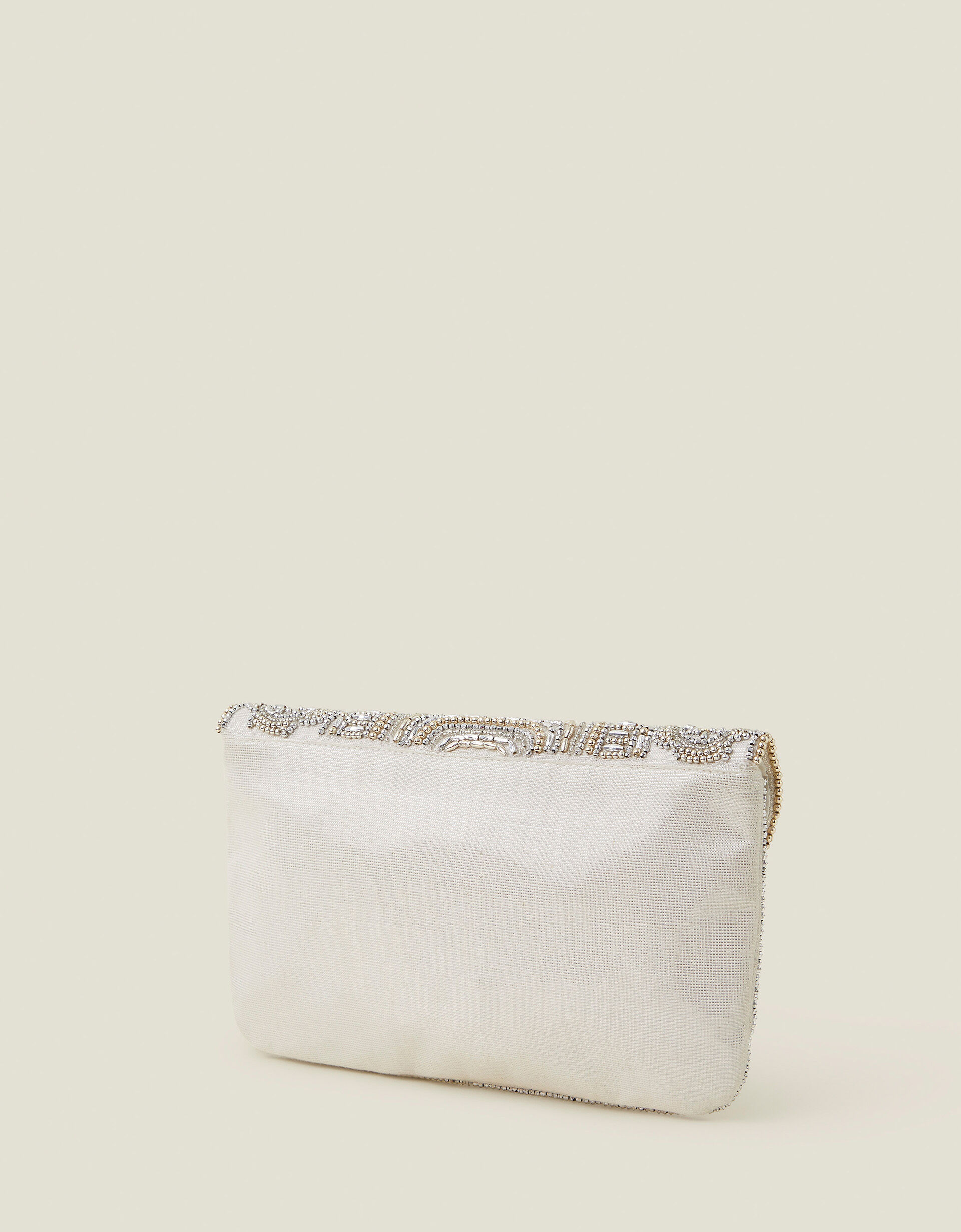 White beaded clutch bag sale