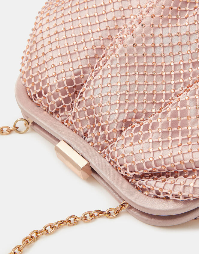 Sequin Clip Frame Clutch Bag, Pink (PALE PINK), large